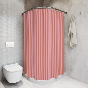 Striped Shower Curtain Boho Pink Bathroom Decor Preppy Fabric Shower Curtain Dopamine Decor Cute Aesthetic Girly Home Fun Grandmillennial image 5