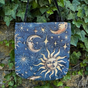 Borsa Whimsigoth anni '90, borsa tote intrecciata celeste, abbigliamento Whimsigothic, borsa tote grunge, borsa gotica, borsa da strega, abbigliamento gotico, articoli di tendenza immagine 6