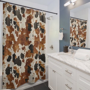 Western Shower Curtain Cow Print Southwestern Home Decor Coastal Cowgirl Fabric Curtain Cowboy Aesthetic College Apartment Dorm Top Trending