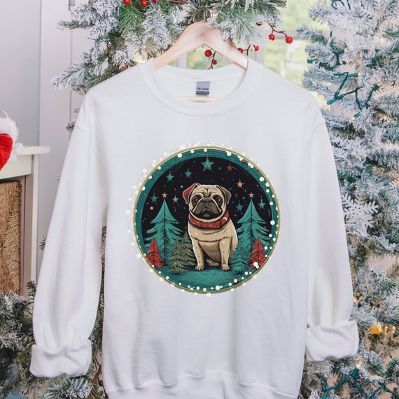 Pug Christmas Sweater Holiday Dog Lover Unisex Crewneck Sweatshirt Gift for Puppy Pug Mom or Dad Xmas Tree Shirt First Time Pet Parent Etsy