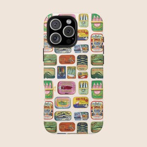 Sardine Phone Case Fisherman Aesthetic Coquette IPhone 16 Case Protective Sardine Tinned Fish Phone Cases Coastal Preppy Dolce Vita Summer