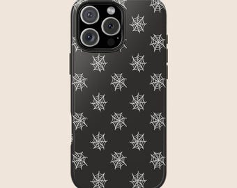 Funda gótica de Halloween para iPhone 16, 15 y 14, estilo preppy otoñal, para Samsung S24, S23 y S22 Ultra, con diseño gótico negro de brujas y caprichos.