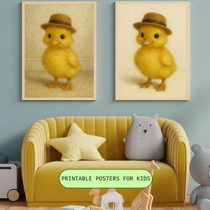 4 Vintage Duck Portraits Rustic Painting Wall Art, Farmhouse Animals Print, Kids Animal Pictures, Cute Duckling, Nursery Art, Digital Print