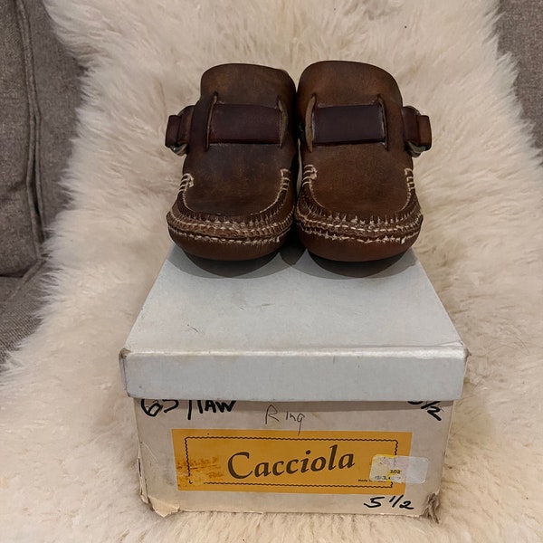 Brown Hand-Made in USA Cacciola "Ring" mid-top leather moccasins