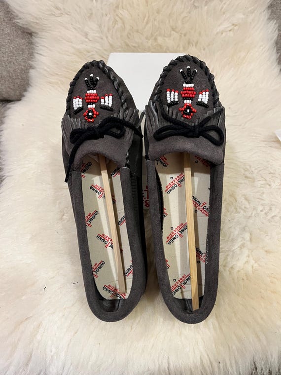 Minnetonka Suede Moccasins in Dark Gray Color Way - Etsy  display picture 1
