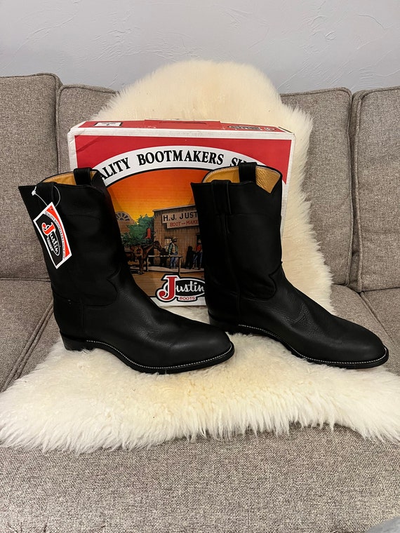 Justin Boots Black Doeskin - Etsy