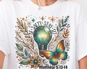 Faith-Inspired Salty and Lit Shirt Design - Matthew 5:13-14 PNG for Sublimation, Christian Shirt Design, Religious Digital Download, Bible