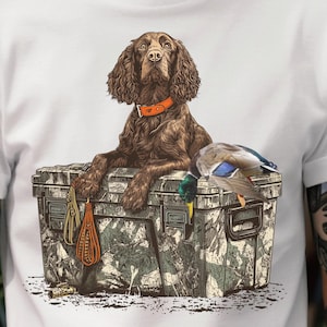 Hunting Dog Cooler PNG, Hunter Camo PNG, Boykin Spaniel Hunting Dog PNG, Summer Outdoor Camping Sublimation Design, Outdoors Dog Art