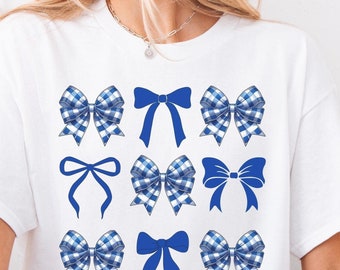 Blaue Coquette Bögen, Kentucky Blau gestreifte Bögen PNG, Blaue karierte Bögen, Blaue Bandgrafik, Coquette Clipart, Bögen und Bänder Download