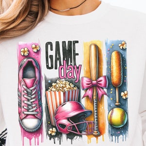 Brush stroke Softball Coquette PNG, Softball Game Day PNG, Trendy Vibes Digital Download, Retro Coquette Softball, Girls Soft ball Team PNG