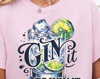 Gin O'Clock Delight: Get Festive with this Fun Sublimation Design, Ideal for DIY Drink ware Projects,   Gin it to win it, gin digital PNG