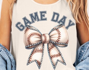 Game Day PNG, Game Day Coquette Baseball Bow, Baseball maman PNG Design, Sublimation Baseball Bow, BCBG chemise maman PNG, Baseball Bow Coquette