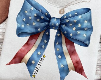Coquette American Girl Bow PNG, Patriotic Flag Bow Sublimation, 4th of July PNG, Distressed Coquette Flag Bow, Preppy USA 4th of July Bow