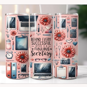 Secretary Tumbler Wrap, Office Squad Sublimation Design, Assistant 20oz Skinny Tumbler Digital Download, Coworker Tumbler Digital Design