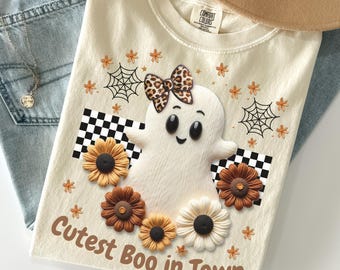 Faux Garn Blumen Geist PNG, Halloween Png Boho Blumen Sublimation Design Halloween Blumen Herbst Geist Shirt digitaler Download