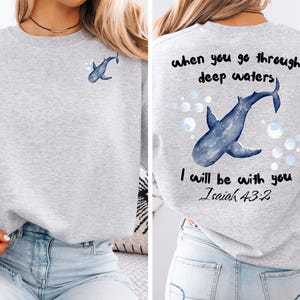 When You Go Through Deep Waters PNG, Christian Png, Bible Verse Png, Whale Shark Png, Ocean Lover Gift, Ocean Png, Isaiah 43:2 Shirt Design