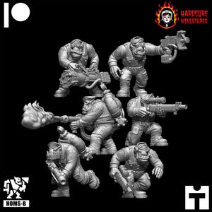 Space Brit Orcs Kommandoz Spezialwaffen - Hardrock Miniatures - Modular Ork Boyz