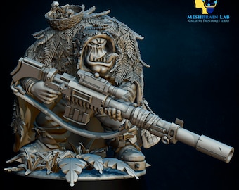 Orc Sniper Ghillie Suit - Sci-fi Green Monsters - Meshbrain - 28mm