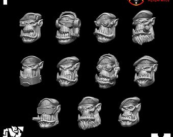 22x Space Brit Orc Heads - Modular Miniatures