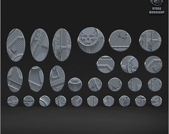 Grimdark Industrial Bases - 25mm to 75x45mm - Gothic Sector Tabletop Gaming - Custom amounts available