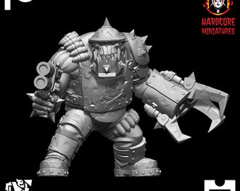 Orc British Officer Trench Raider - Hardcore Miniatures - Modular Green Monster