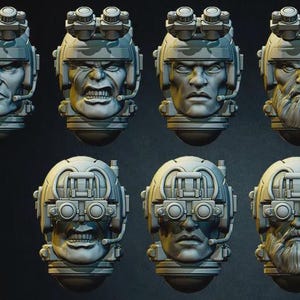20 x Human Scout Heads - Infantry of the 28mm Tabletop Sci-Fi Huma - Meshbrain