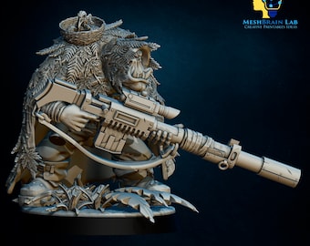 Orc Sniper Ghillie Suit - Sci-fi Green Monsters - Meshbrain - 28mm