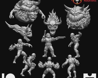 Doomed Martian Soldier Set Monsters - Chainsaw Marine of Mars- Hardcore Miniatures - IDKFA