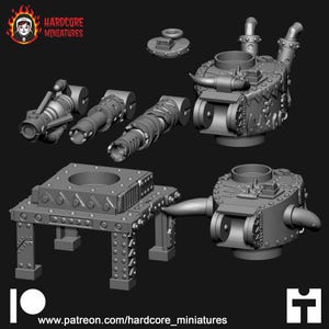 Turrets and Platform for Orc Battlewagon  - Hardcore Miniatures - Compatible with original kit