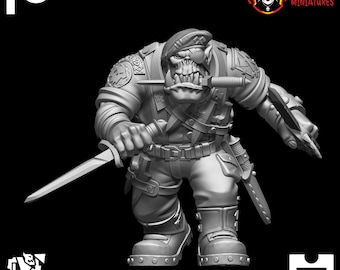 Orc 28mm Slasha Brit Green Monster  - Hardcore Miniatures - Modular Green Monsters