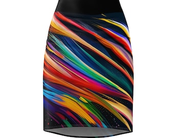 Jupe crayon pour femme (AOP) Une jupe au design classique avec une touche de couleur pour les soirées. Ajoutez également de la couleur à votre garde-robe.