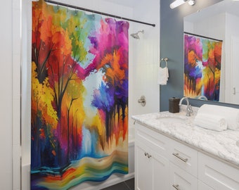 Duschvorhänge Renovieren oder verschönern Sie einfach Ihr Badezimmer, dies wird einen Farbtupfer hinzufügen. Schauen Sie sich passende Handtücher und Matts an