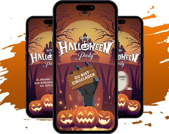 Personalisierte Halloween Party Video E-Card Einladung