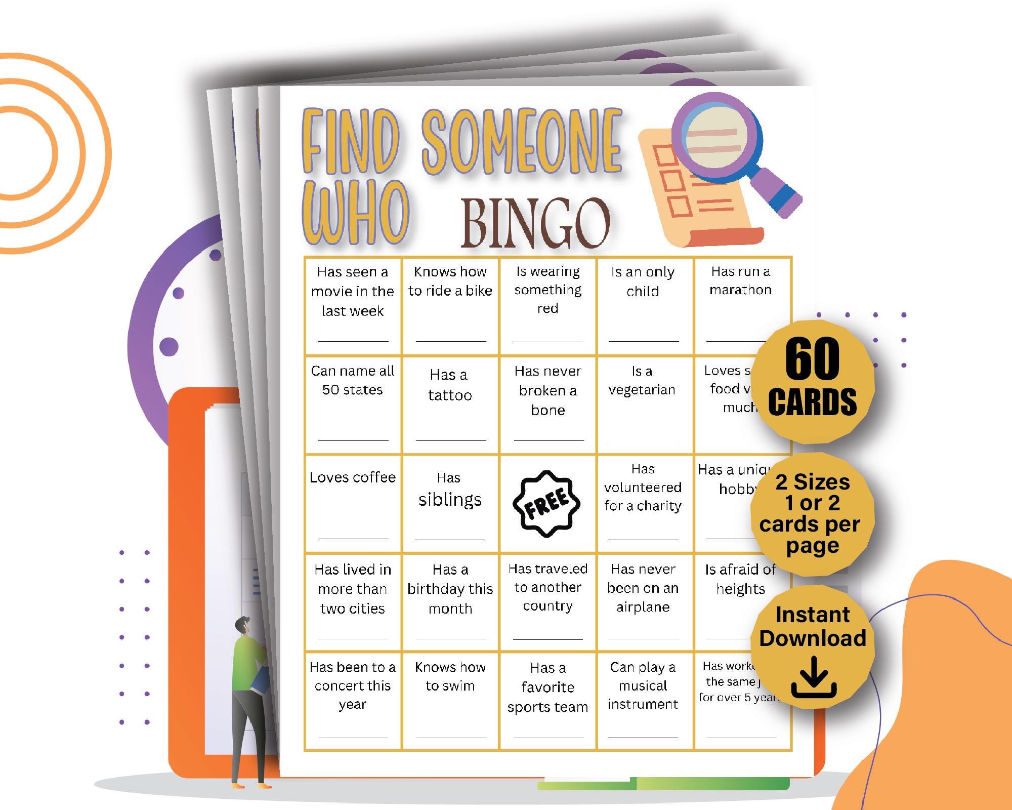 Get to Know You Bingo, Find Someone Who Bingo Cards, Icebreaker Bingo ...