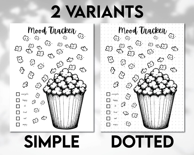 Popcorn Mood Tracker, Habit Tracker, Track Mood, Journal Template ...