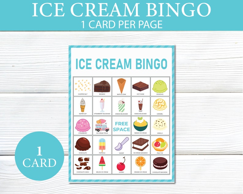 Ice Cream Shop Bingo Game Printable, Ice Cream Birthday Party, Ice ...
