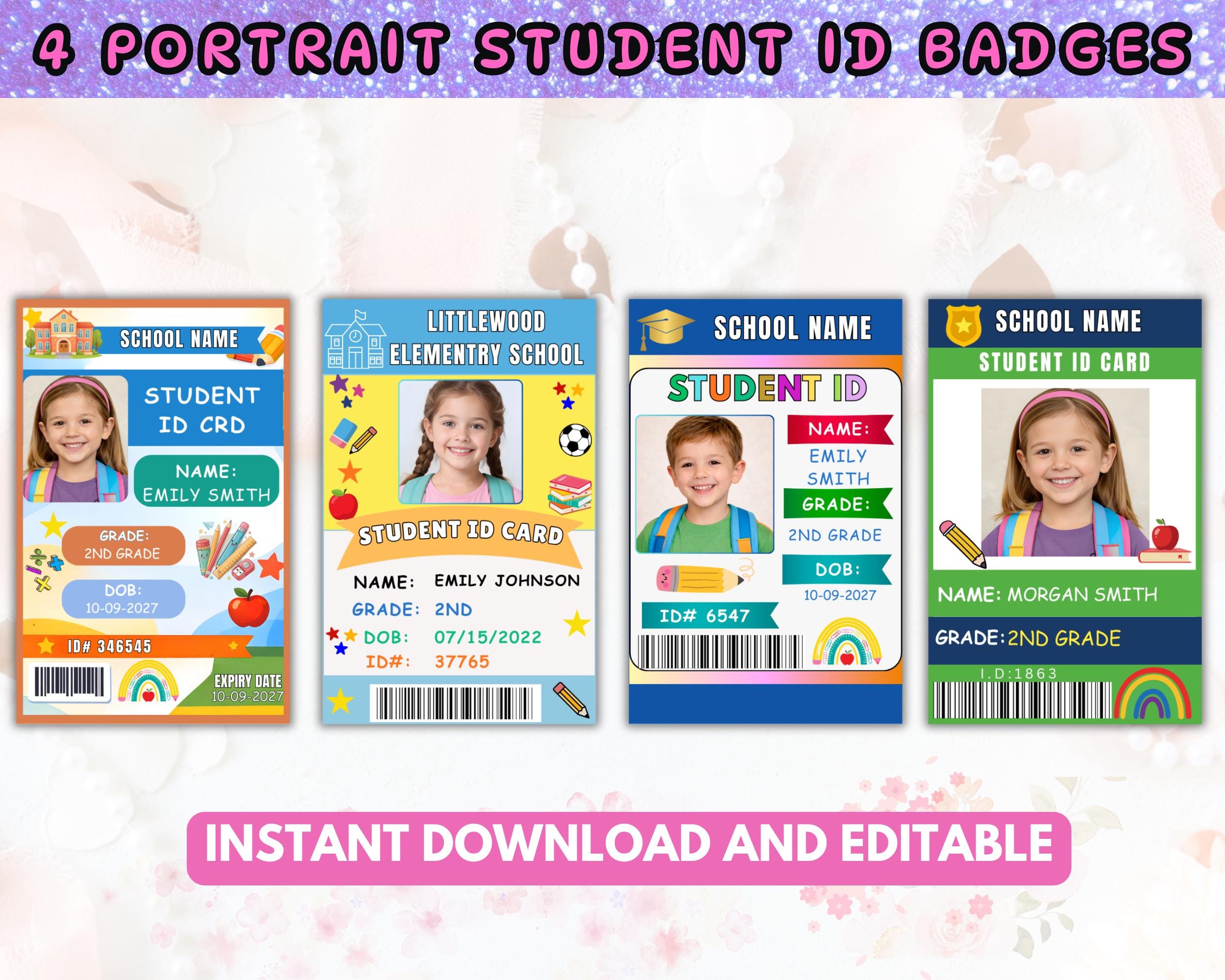 Student ID Card Printable, Editable Homeschool ID Badge for