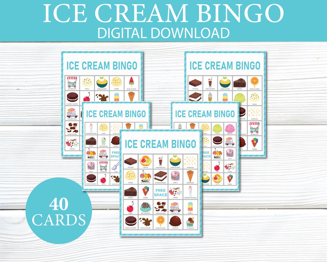 Ice Cream Shop Bingo Game Printable, Ice Cream Birthday Party, Ice ...