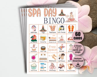 Spa Bingo, 60 Spa Bingo Cards, Spa Birthday Party Game, Spa Themed Party, Spa Party, Spa Game, Pamper Party, Manicure Party, Pedicure Party