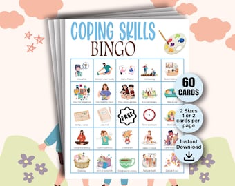 Coping Skills Bingo Game, 60 Mindfulness Bingo Cards, Classroom SEL Bingo, Counseling Activity, Mindfulness Bingo, Mindfulness Activity