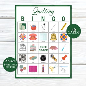 Quilt Bingo, 40 Printable Quilt Bingo Cards, Quilting Party, Quilting ...