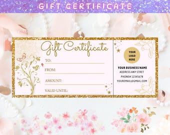 Editable Gift Certificate Template, Canva Gift Voucher, Printable Business Coupon, Modern Voucher Design, Gift card