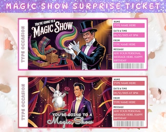 Magic Show Surprise Ticket, Magic show gift ticket, Printable Magic show Gift voucher for Kids & Adults, Digital download