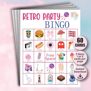 60 tarjetas de bingo con temática retro, ideas para el juego de Irlanda Paddy's, actividad para el día de San Patricio, tarjetas de bingo geniales, actividad de cumpleaños, juegos de fiesta