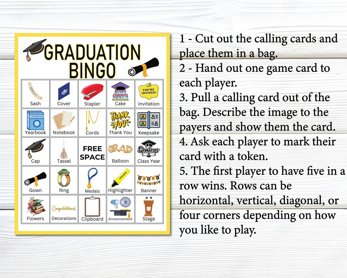 Graduation Bingo, 60 Graduation Bingo Cards, Graduation Activity for ...