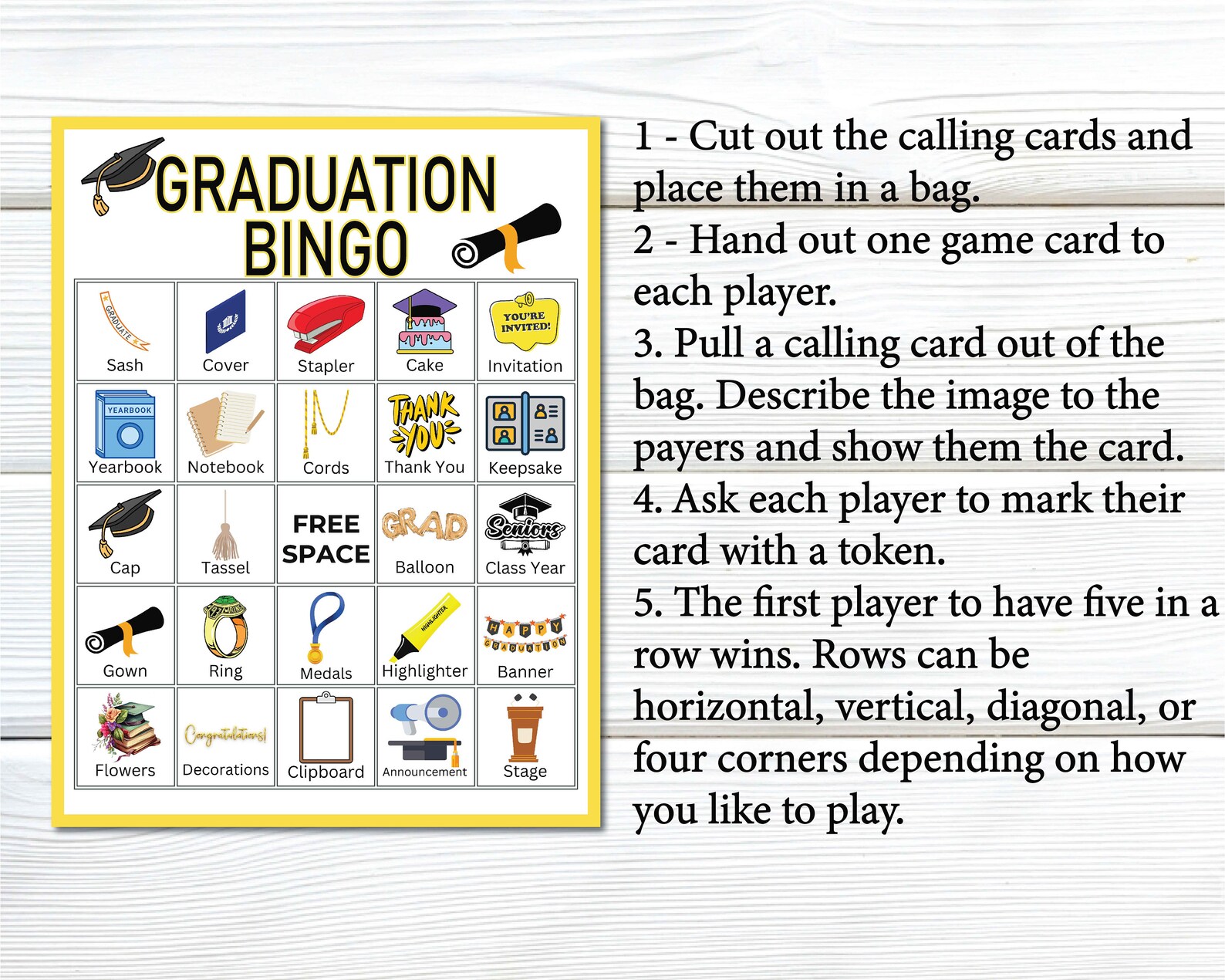 Graduation Bingo, 60 Graduation Bingo Cards, Graduation Activity for ...