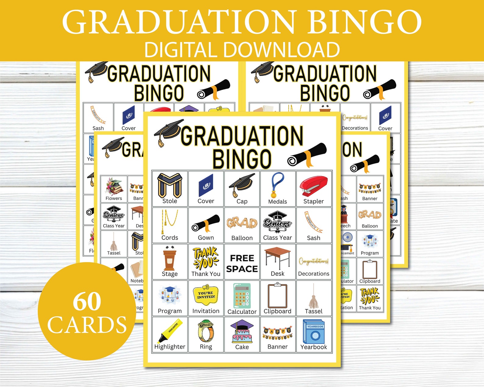 Graduation Bingo, 60 Graduation Bingo Cards, Graduation Activity for ...