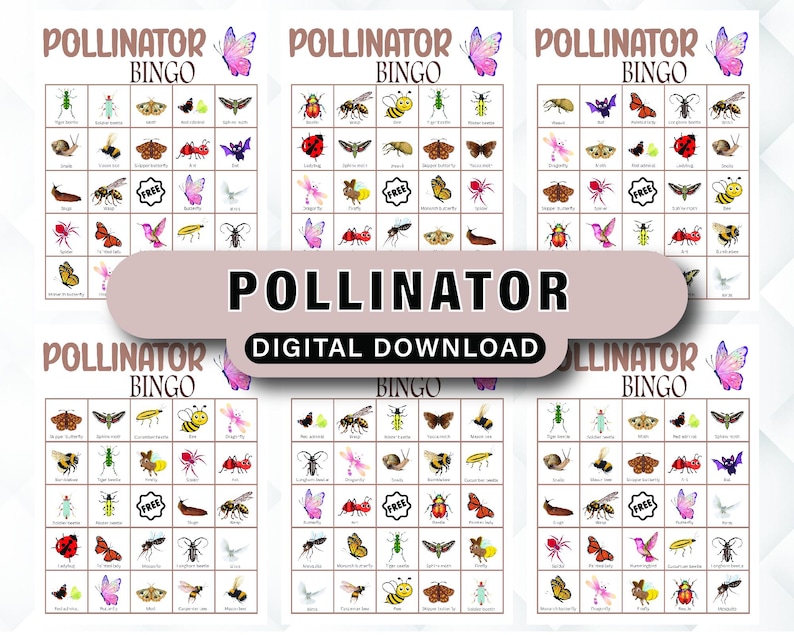Pollinator Bingo 60 Cards, Nature Bingo Cards, STEM Game for Kids ...