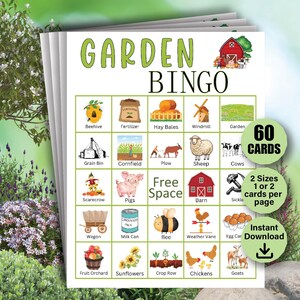 Carte de bingo de 60 pots de jardin, jeu pour personnes âgées, activité de brunch pour retraités, activité de jardinage, jeu de jardinage, activité de jardinage en classe