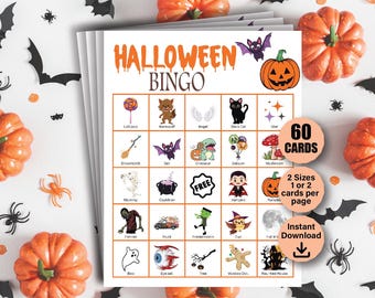Halloween Bingo Cards, Halloween Games, Halloween Classroom Activity, Cute Halloween Bingo, Kids Halloween Party Game, Spooky Party Games